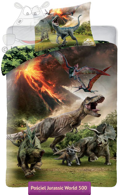 Pościel z dinozaurami Jurassic World 140x200, zielona