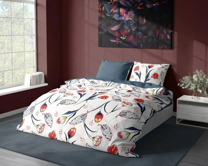 Bawełniana pościel w czerwone tulipany 220x200