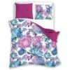 Bawełniana pościel w amarantowo-turkusowe kwiaty 150x200 lub 160x200