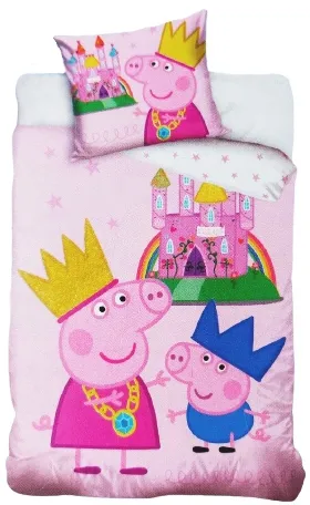 Pościel Świnka Peppa z brokatem 160x200, rózowa