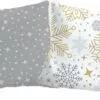 Powłoczka na poduszkę srebrne i złote płatki śniegu 70x80, 50x75, 50x60 cm