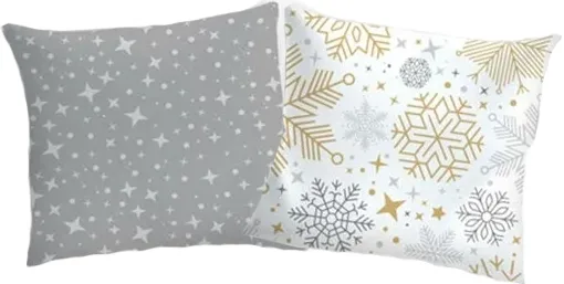 Powłoczka na poduszkę srebrne i złote płatki śniegu 70x80, 50x75, 50x60 cm