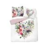 Biało-rózówy bawełniany komplet pościeli z kwiatami polnymi 20x200 + 50x60