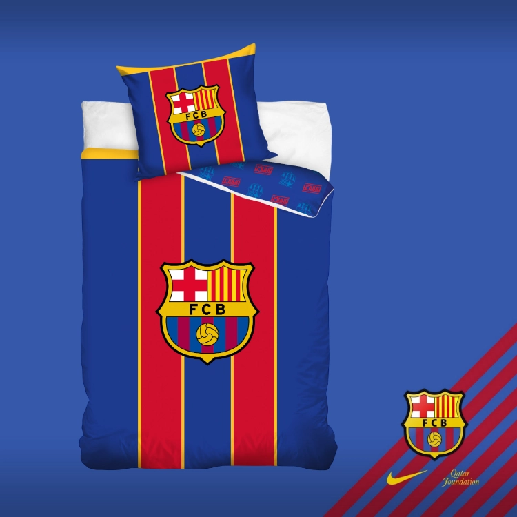 Oryginalna pościel FC Barcelony 2025 w pasy 150x200+50x60 cm