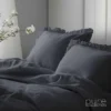 Ciemno-szary komplet pościeli z falbanami grafit pure 5904708939424