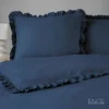 Granatowy komplet pościel z falbanką pure denim 5904708939509