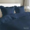 Jednobarwny zestaw pościeli z falbanami matowy denim 5904708939417