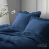 Niebieska pościel denim pure z falbaną 160x200+70x80x2