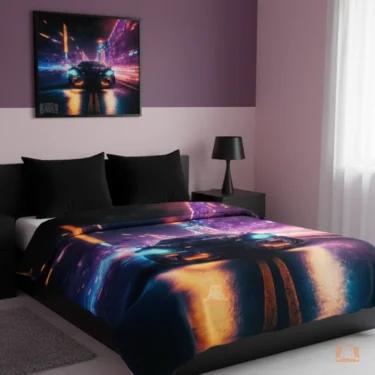 Pościel z motywem nocnych wyścigów samochodowych