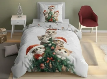 Komplet pościeli kotki na choince wizualizacja