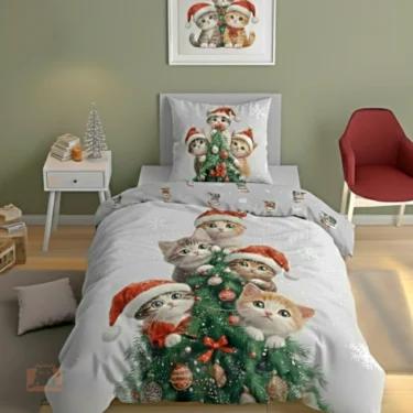 Pościel świąteczna z kotkami