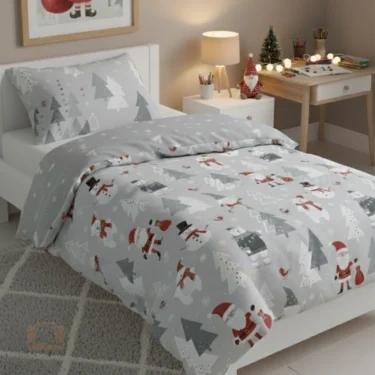 Pościel ze skrzatem mikołajem i bałwankiem Scandic